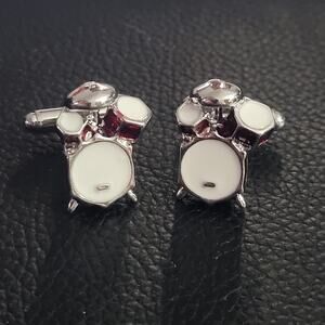 Drum set music themed enamel cuff links